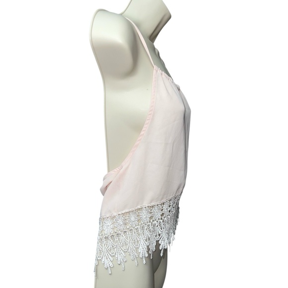 Anthropologie Staring At Stars Blush Pink Cami Top XS Lace Trim Spaghetti Strap - Picture 3 of 8